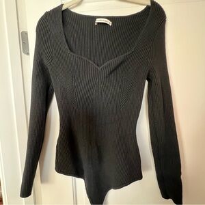 black ribbed bodysuit w/ sweetheart neckline - Abercrombie